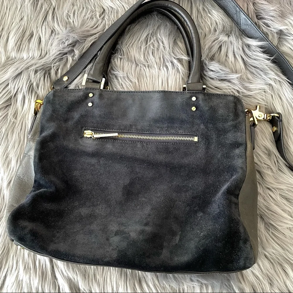 TORY BURCH mae leather & suede satchel